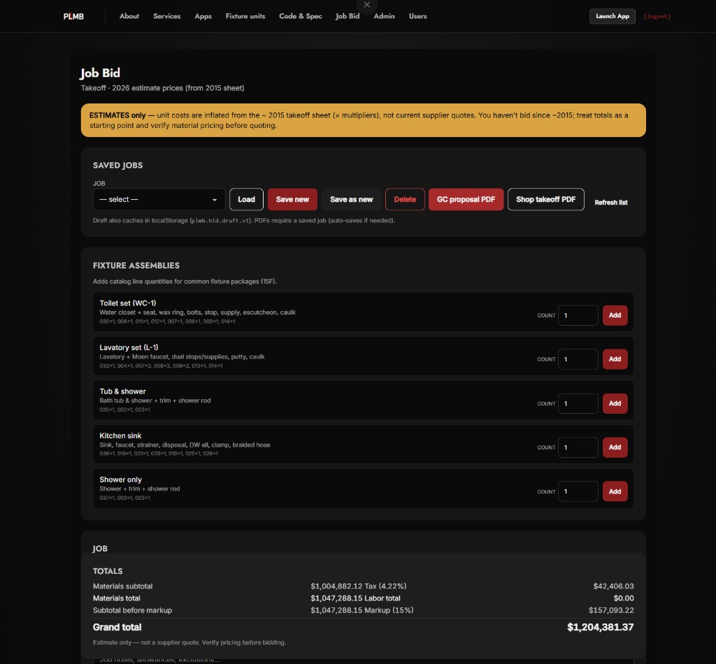 Preview of Labor estimating (plmb.net)
